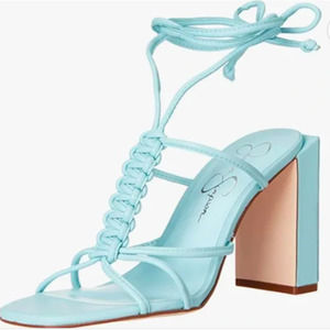 Jessica SIMPSON MAENA LEATHER STRAPPY ANKLE WRAP SANDALS